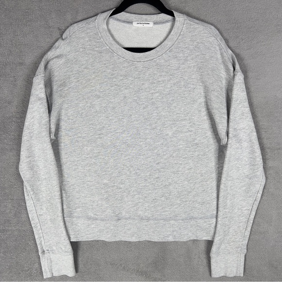 Perfectwhitetee Tyler French Terry Sweatshirt Women's Small Heather Gray Relaxed - Picture 2 of 12